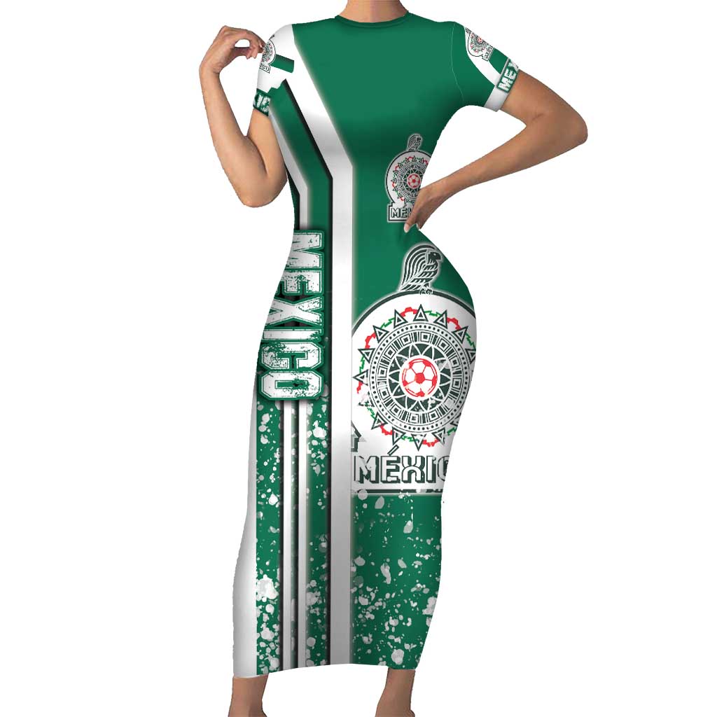 Mexico Football Short Sleeve Bodycon Dress El Tri Soccer - Road To Champion