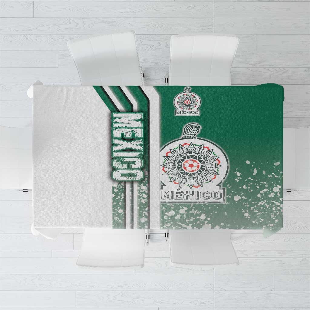 Green Mexico football tablecloth with Mexico crest and vertical stripe design