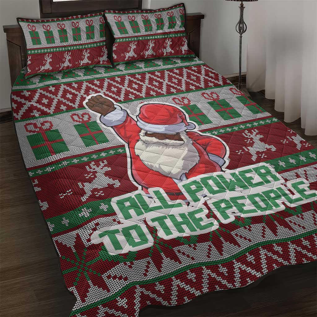 Africa Christmas Black Santa Fist Quilt Bed Set All Power to the People - Wonder Print Shop