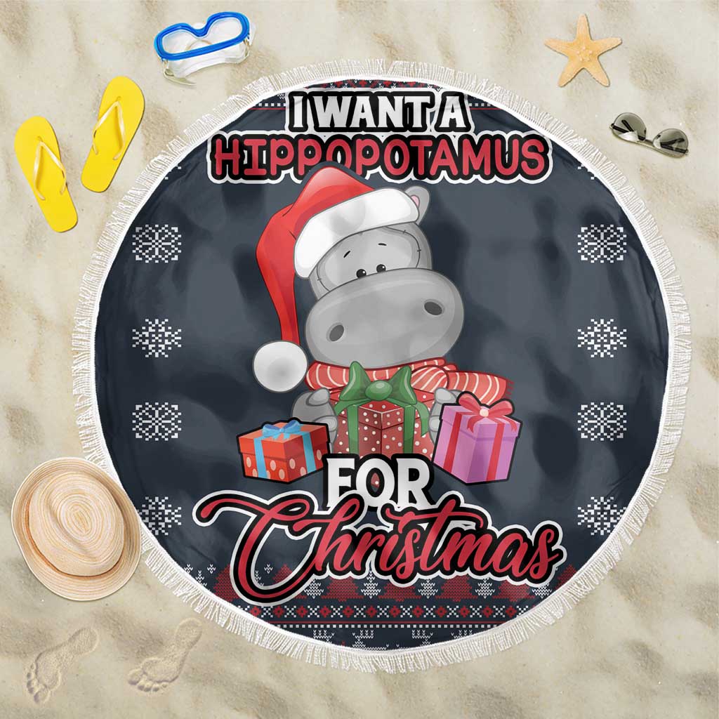 I Want A Hippopotamus Christmas Beach Blanket - Wonder Print Shop