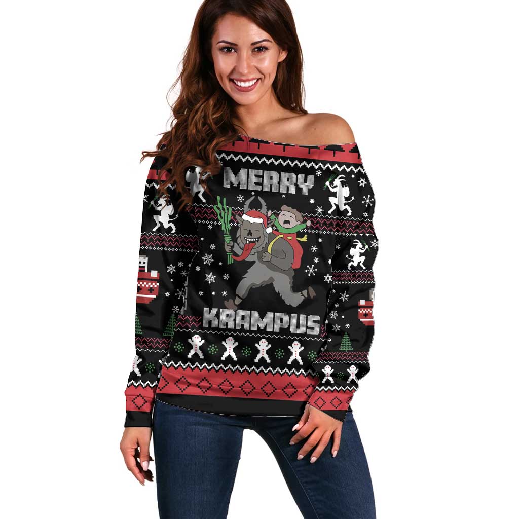 Merry Krampus Off Shoulder Sweater Christmas Gifts - Wonder Print Shop