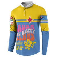 Yellow button sweatshirt with large star and colorful tropical print on front