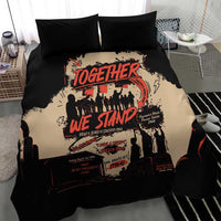 Black duvet cover with “Together We Stand” protest-style print and two black pillowcases