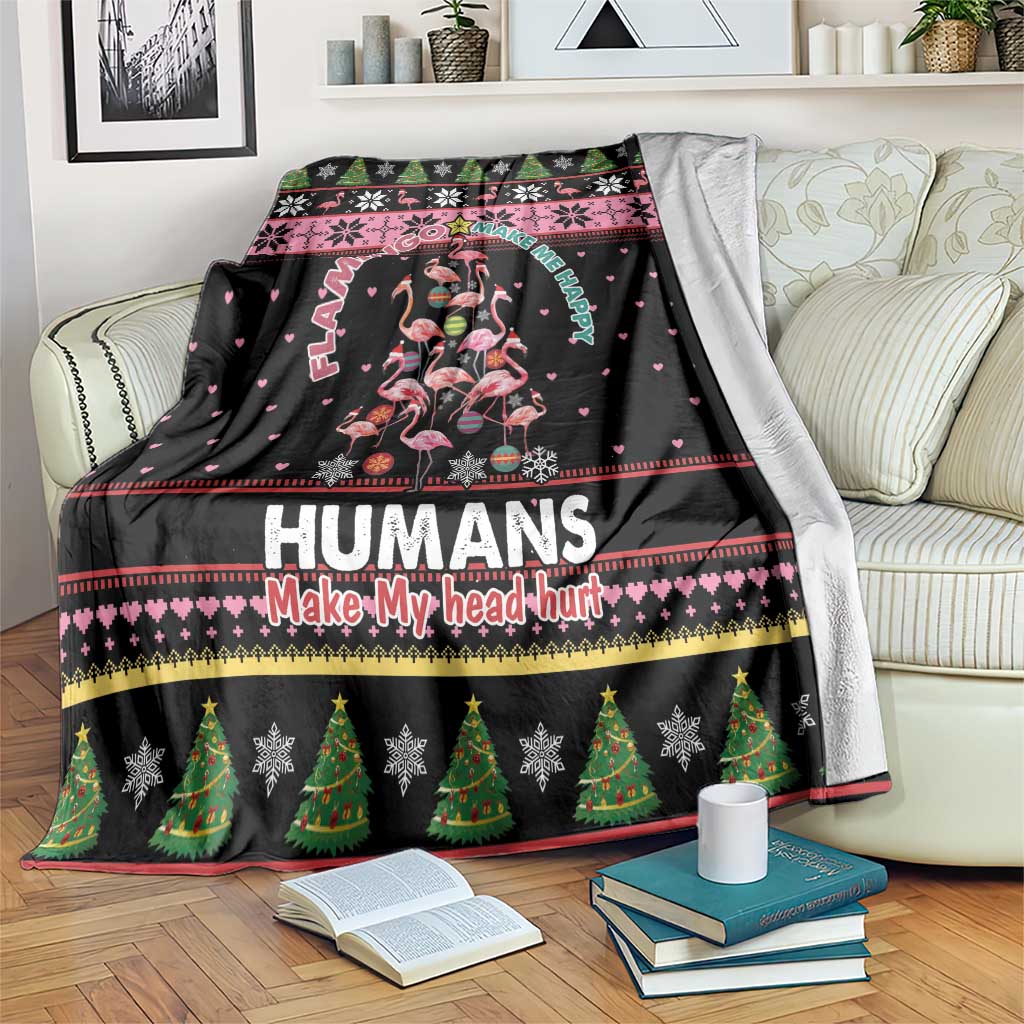 Flamingo Make Me Happy Christmas Tree Blanket Human Make My Head Hurt