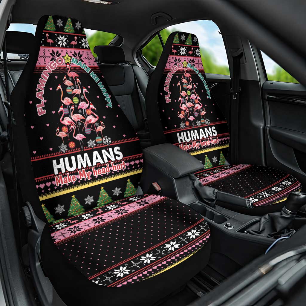 Flamingo Make Me Happy Christmas Tree Car Seat Cover Human Make My Head Hurt - Wonder Print Shop