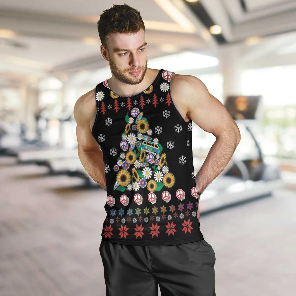 Hippie Xmas Men Tank Top Hippie Flower Christmas Tree - Wonder Print Shop