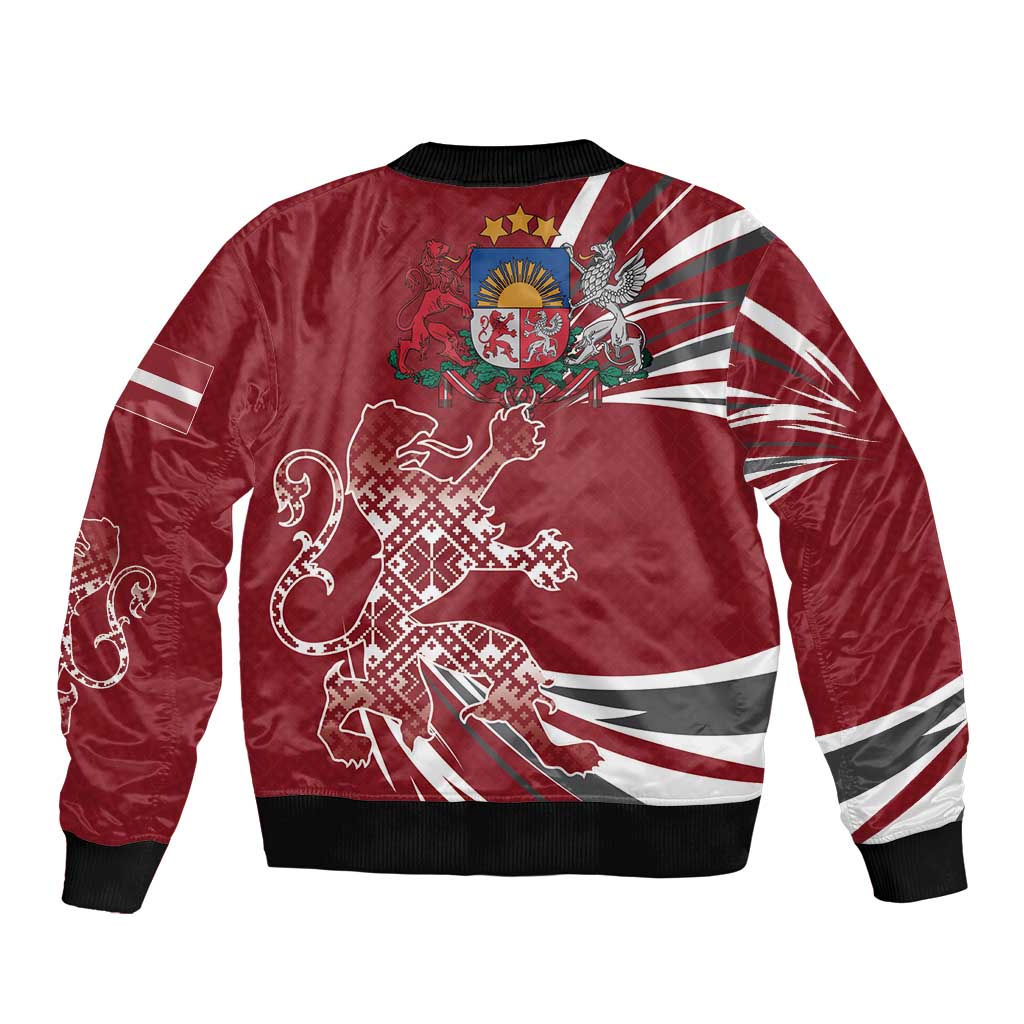 Latvia Bomber Jacket Latvian Lion Traditional Pattern