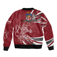 Latvia Bomber Jacket Latvian Lion Traditional Pattern