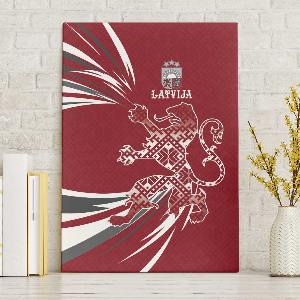 Latvia Canvas Wall Art Latvian Lion Traditional Pattern