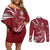 Latvia Couples Matching Off Shoulder Short Dress and Long Sleeve Button Shirt Latvian Lion Traditional Pattern