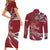 Latvia Couples Matching Short Sleeve Bodycon Dress and Long Sleeve Button Shirt Latvian Lion Traditional Pattern