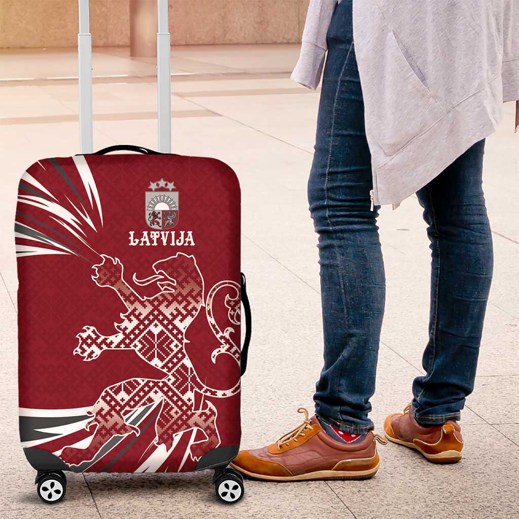 Latvia Luggage Cover Latvian Lion Traditional Pattern