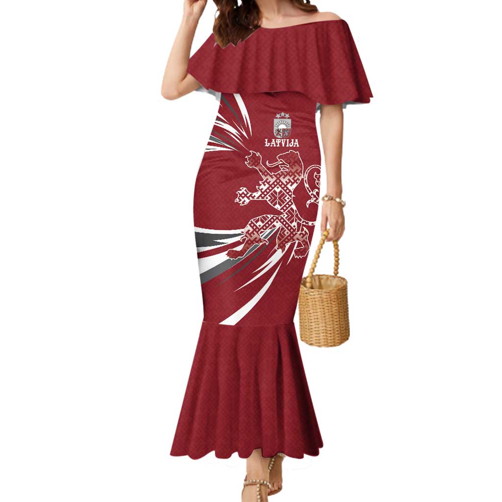 Latvia Mermaid Dress Latvian Lion Traditional Pattern