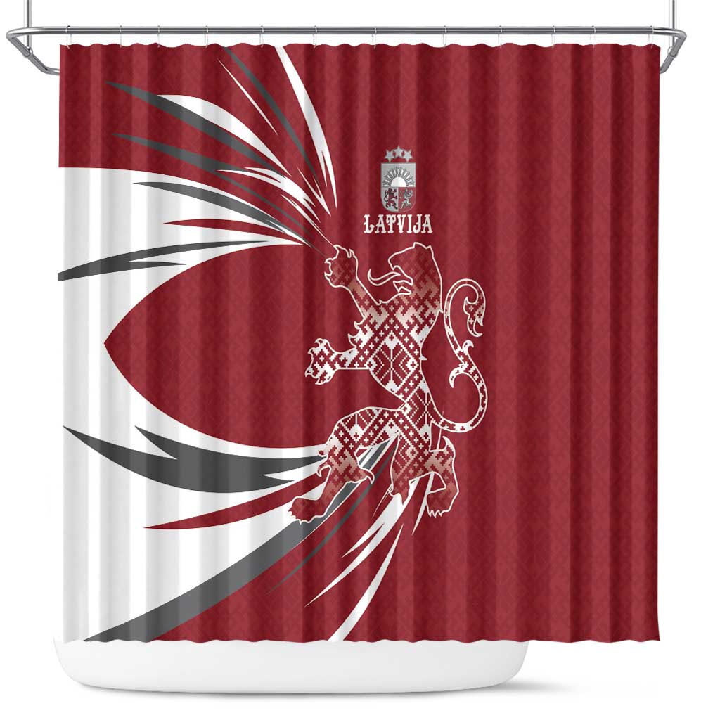 Latvia Shower Curtain Latvian Lion Traditional Pattern