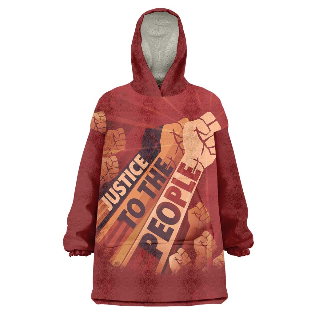 Justice To The People Wearable Blanket Hoodie African Raised Fist