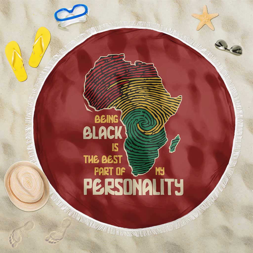 Being Black Is The Best Part Of My Personality Beach Blanket African Map Fingerprint