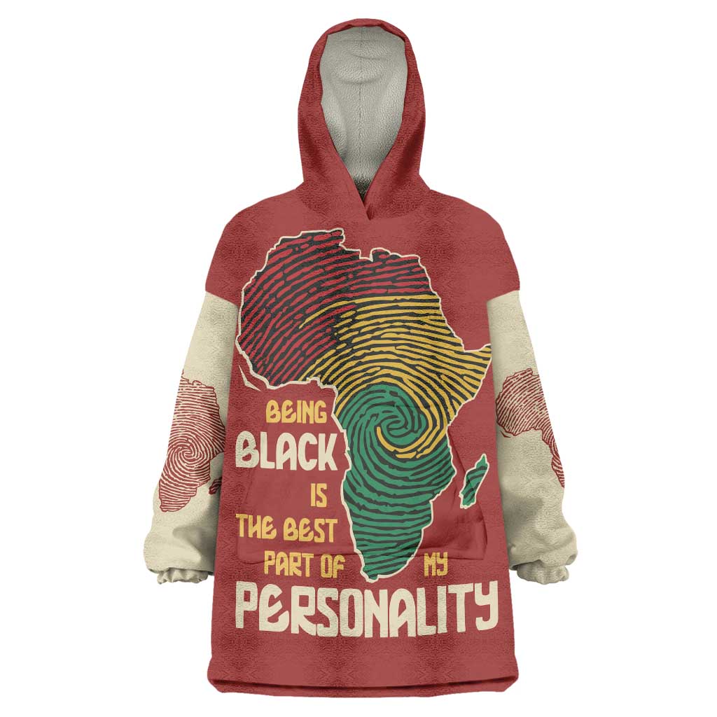 Being Black Is The Best Part Of My Personality Wearable Blanket Hoodie African Map Fingerprint