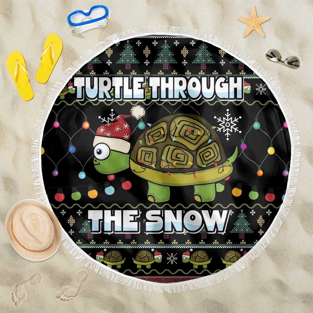 Turtle Through The Snow Christmas Beach Blanket - Wonder Print Shop