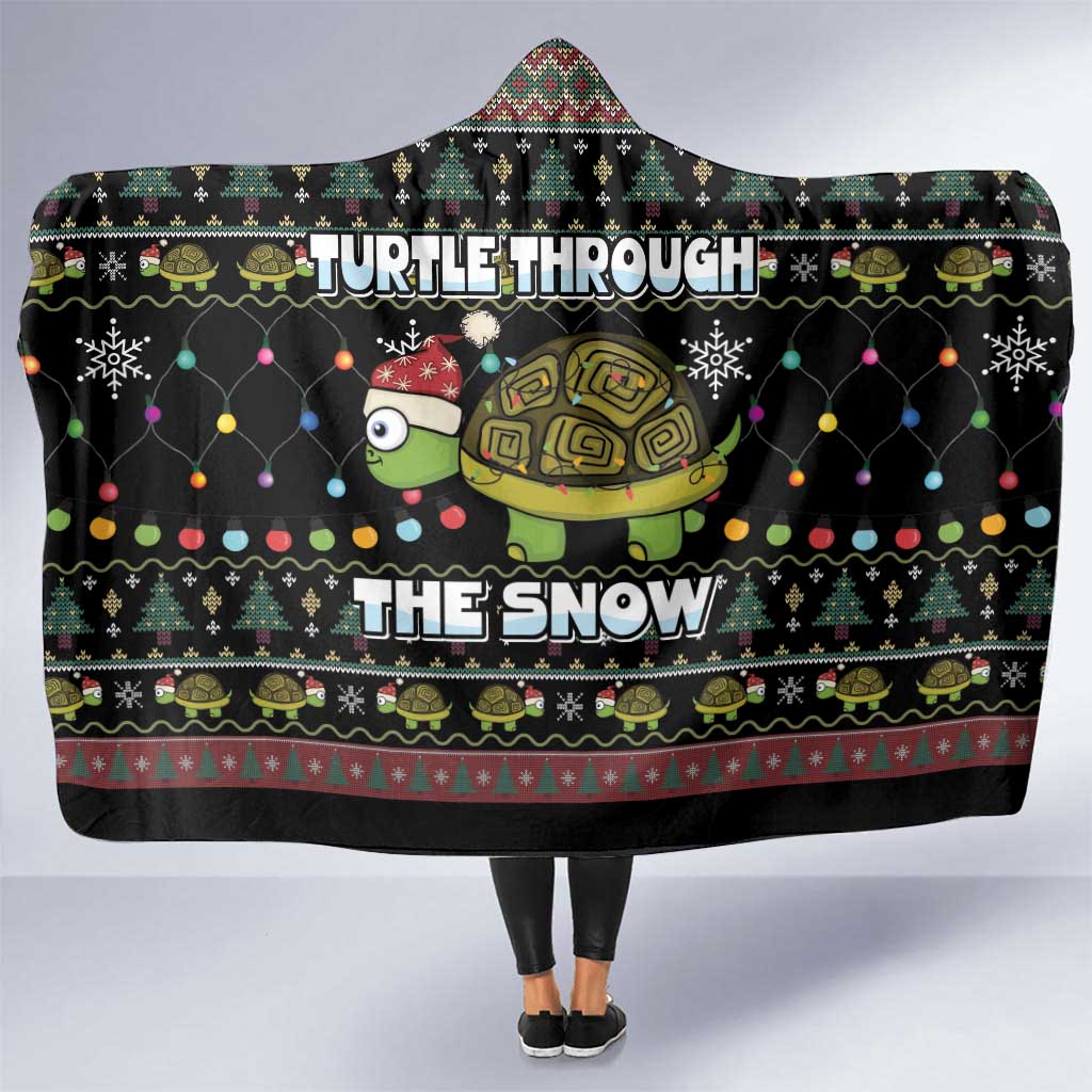 Turtle Through The Snow Christmas Hooded Blanket