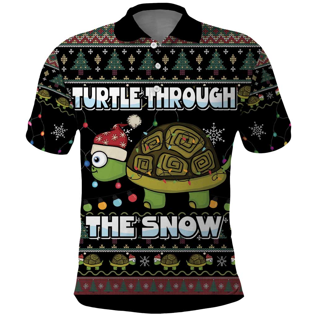 Turtle Through The Snow Christmas Polo Shirt