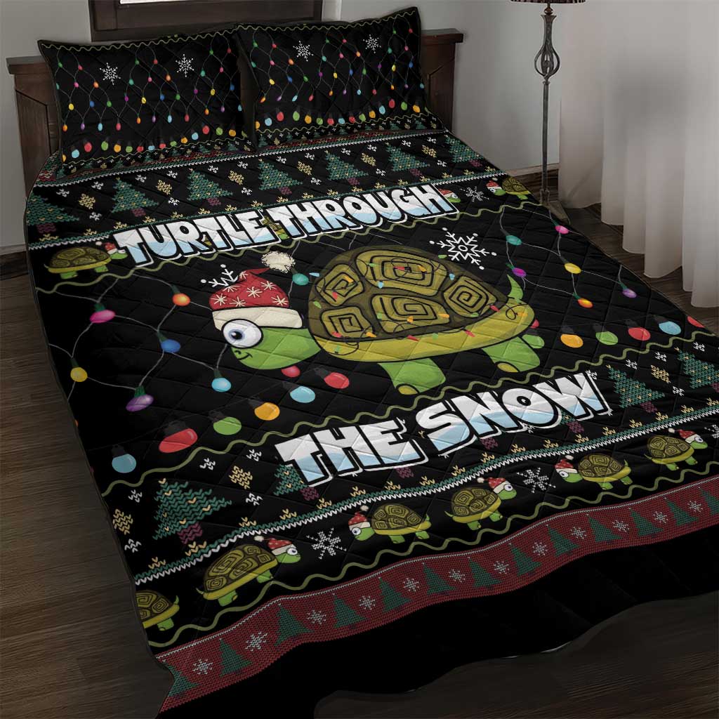 Turtle Through The Snow Christmas Quilt Bed Set - Wonder Print Shop