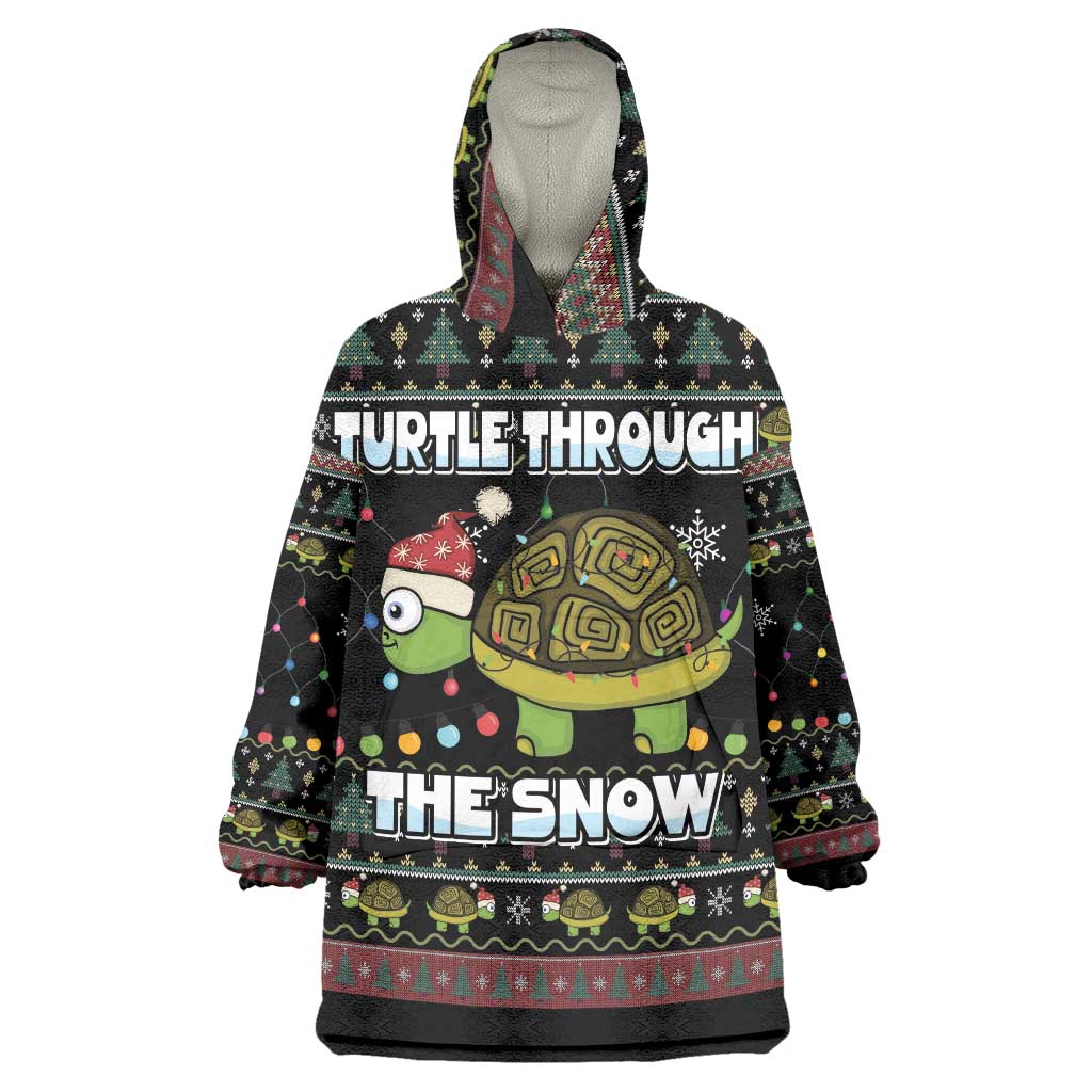 Turtle Through The Snow Christmas Wearable Blanket Hoodie