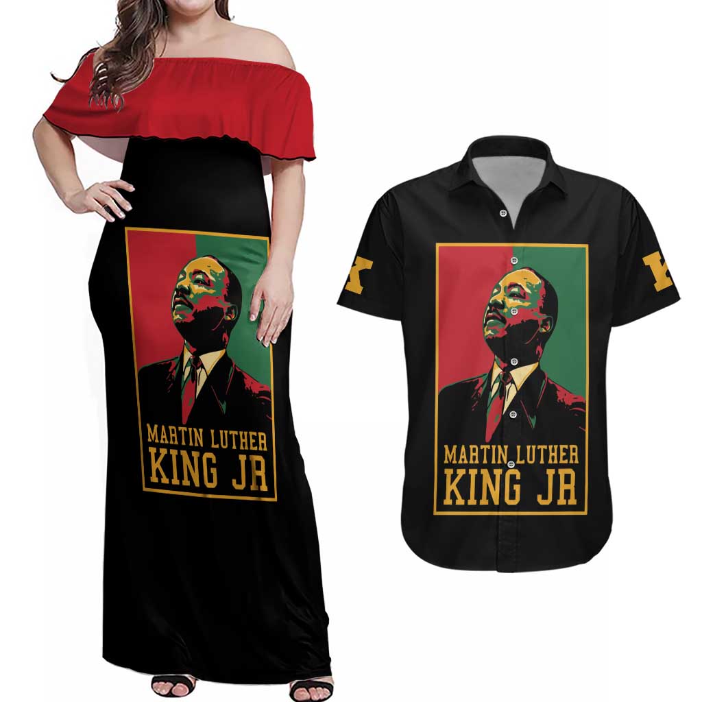 Martin Luther King Jr Couples Matching Off Shoulder Maxi Dress and Hawaiian Shirt Retro Style