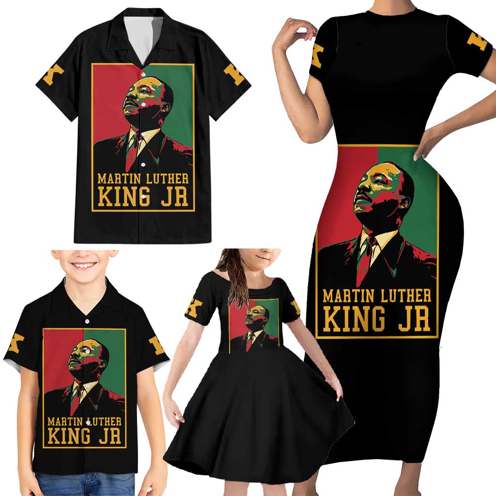 Martin Luther King Jr Family Matching Short Sleeve Bodycon Dress and Hawaiian Shirt Retro Style