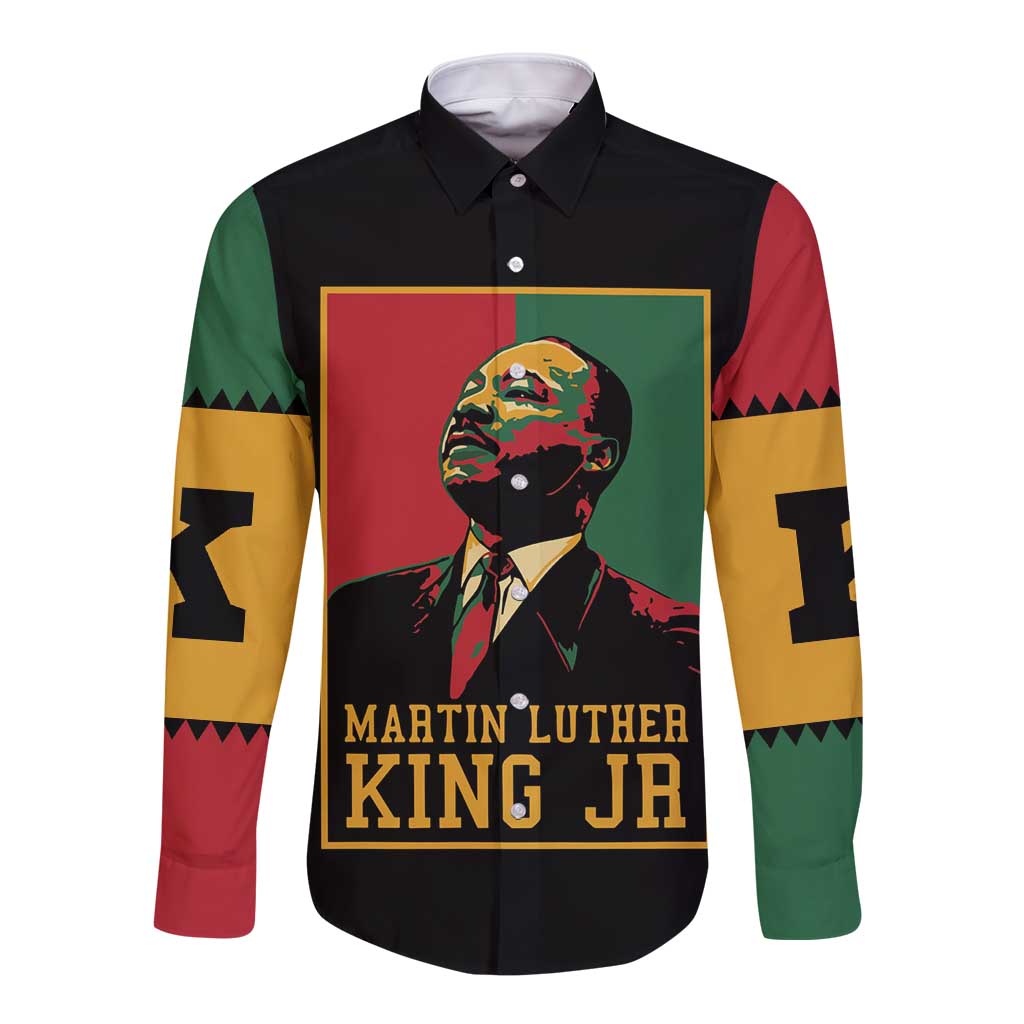 Martin Luther King Jr Long Sleeve Button Shirt Retro Style