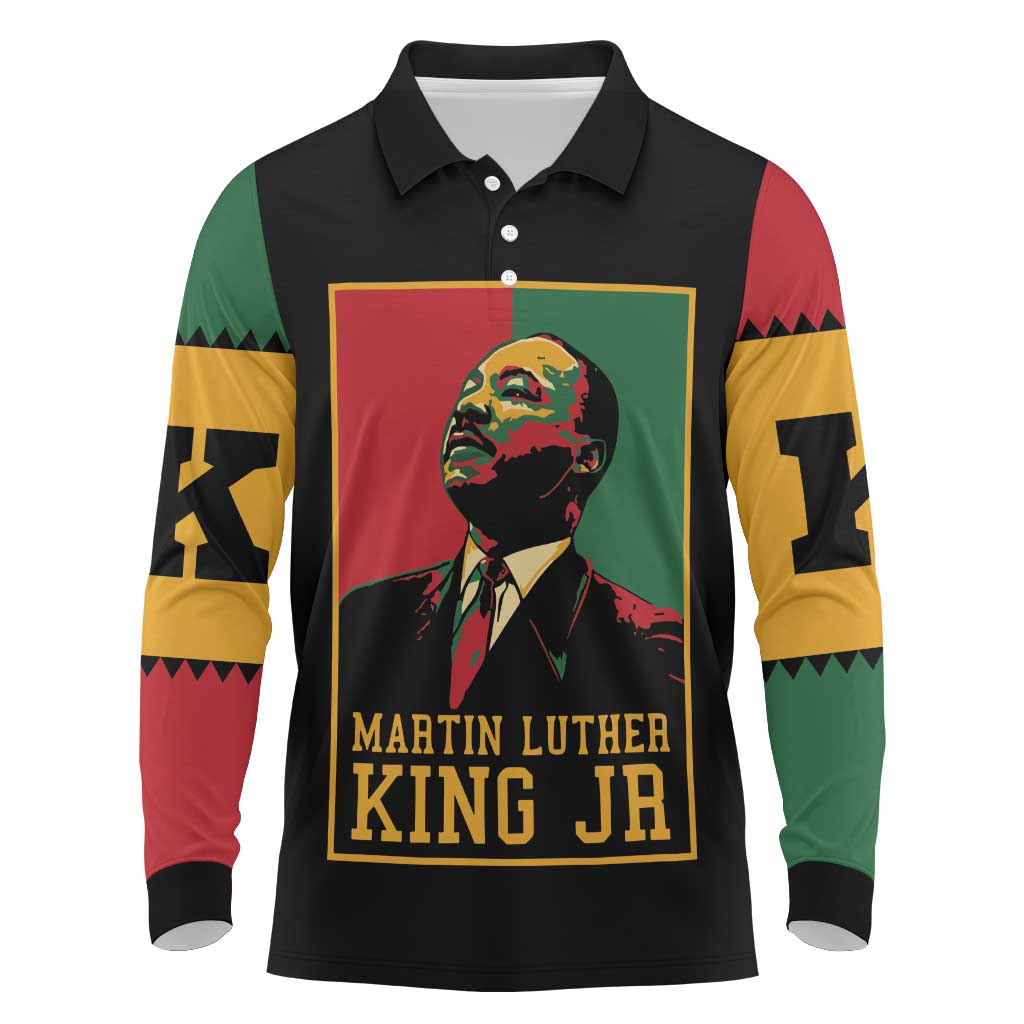 Martin Luther King Jr Long Sleeve Polo Shirt Retro Style