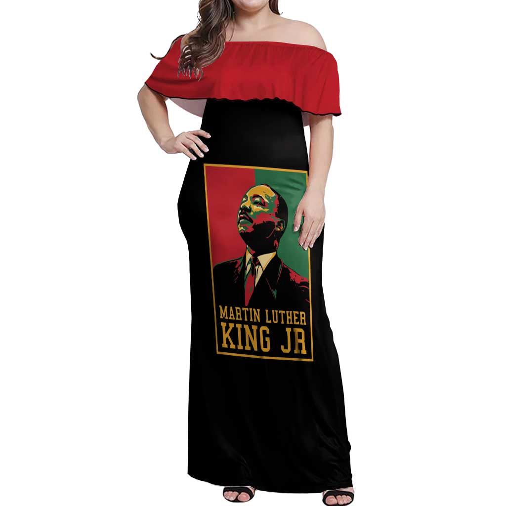 Martin Luther King Jr Off Shoulder Maxi Dress Retro Style