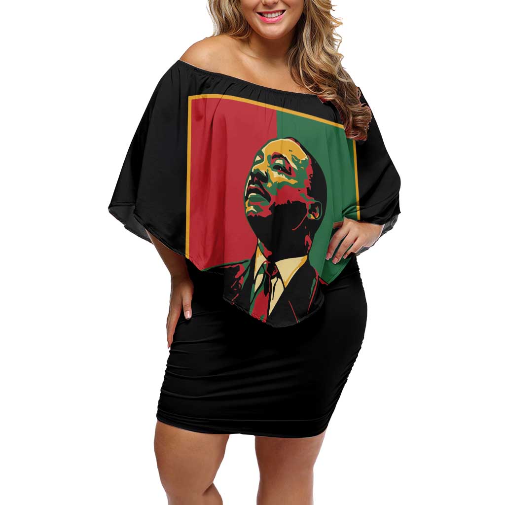 Martin Luther King Jr Off Shoulder Short Dress Retro Style