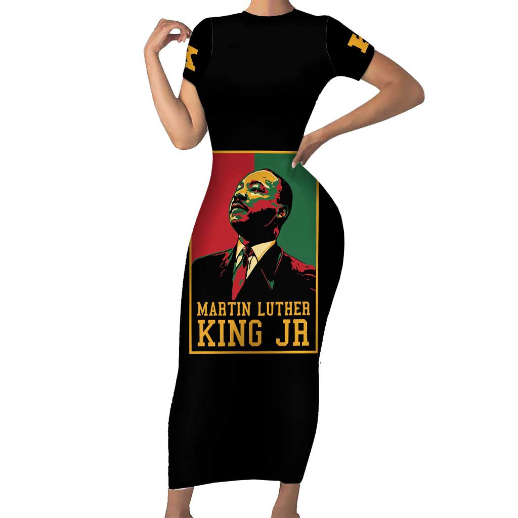 Martin Luther King Jr Short Sleeve Bodycon Dress Retro Style