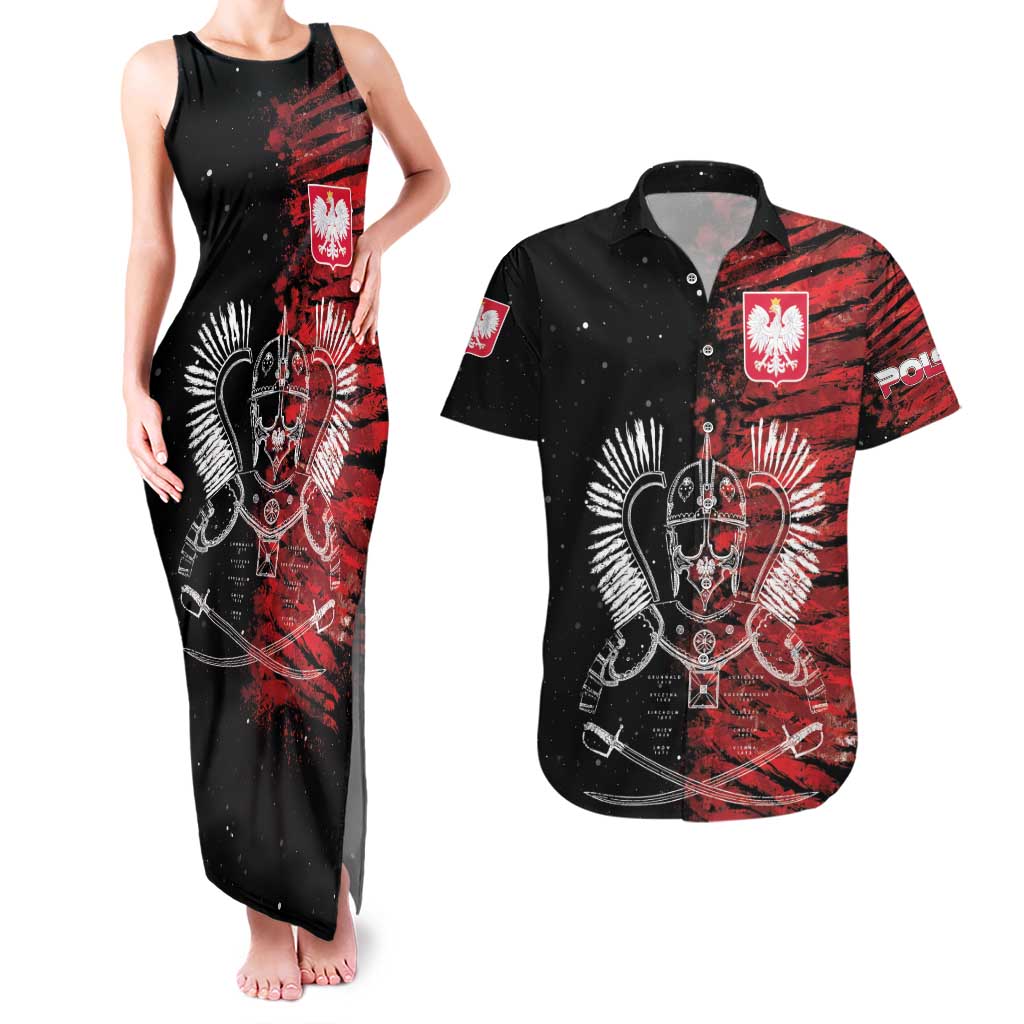 Polish Hussars Polska Couples Matching Tank Maxi Dress and Hawaiian Shirt Poland Coat of Arms