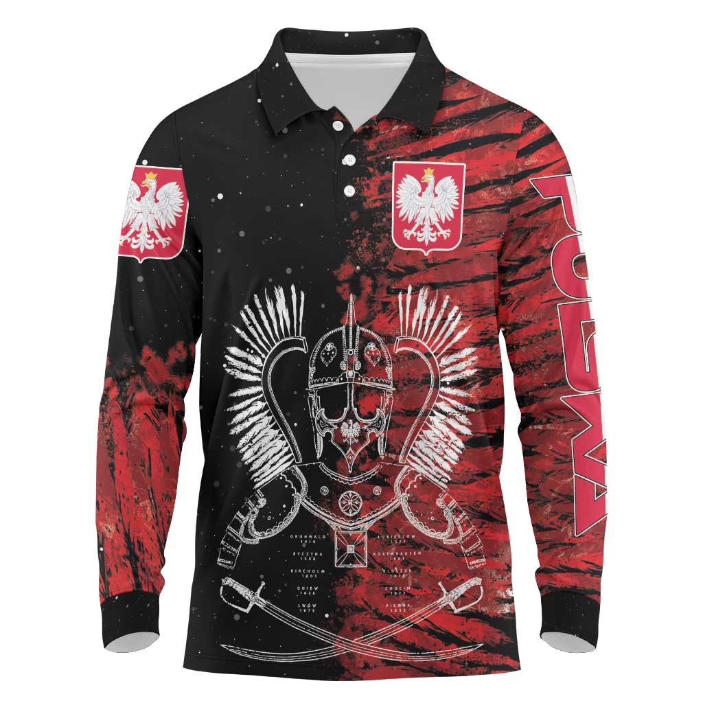 Polish Hussars Polska Long Sleeve Polo Shirt Poland Coat of Arms