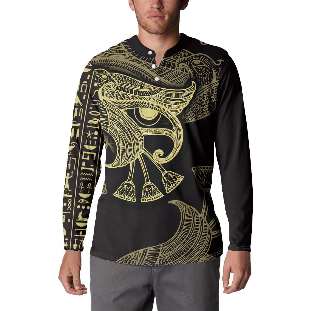 African Button Sweatshirt Horus Eyes Egyptian God