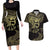 African Couples Matching Long Sleeve Bodycon Dress and Hawaiian Shirt Horus Eyes Egyptian God