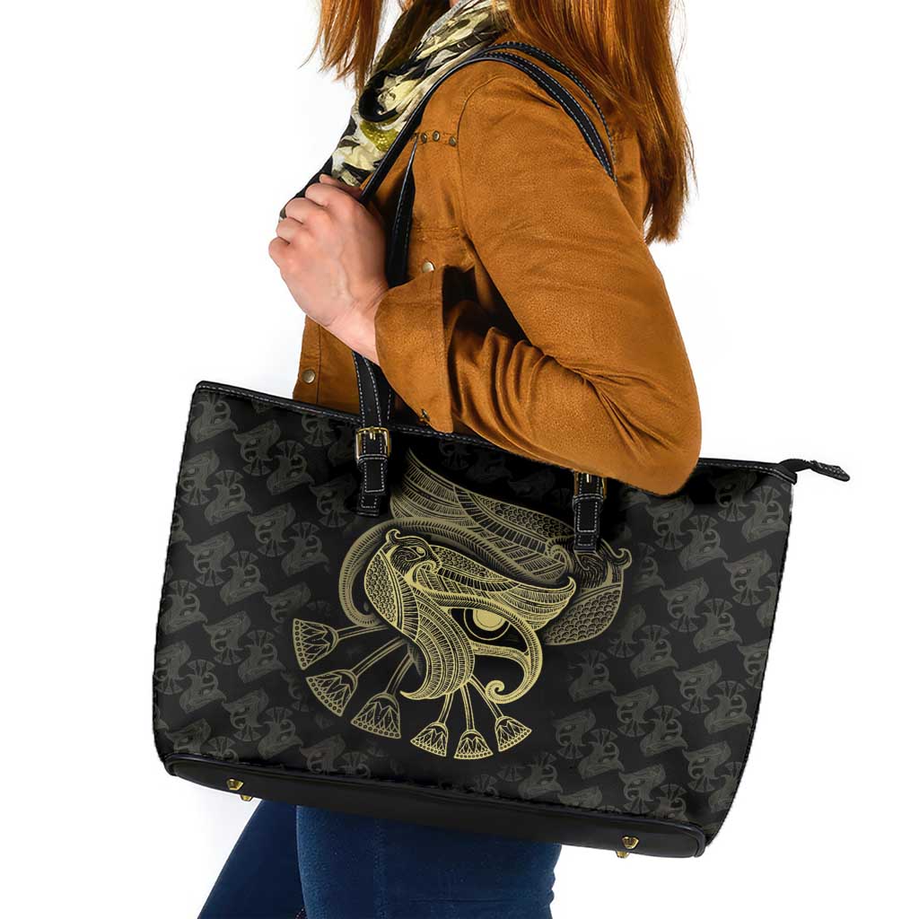 African Leather Tote Bag Horus Eyes Egyptian God