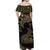 African Off Shoulder Maxi Dress Horus Eyes Egyptian God