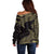 African Off Shoulder Sweater Horus Eyes Egyptian God