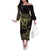 African Off The Shoulder Long Sleeve Dress Horus Eyes Egyptian God