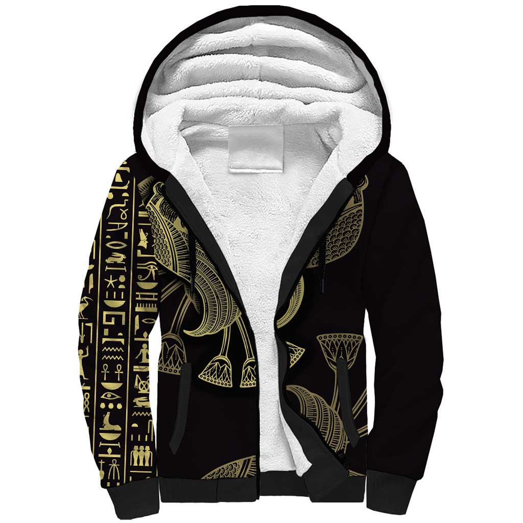 African Sherpa Hoodie Horus Eyes Egyptian God