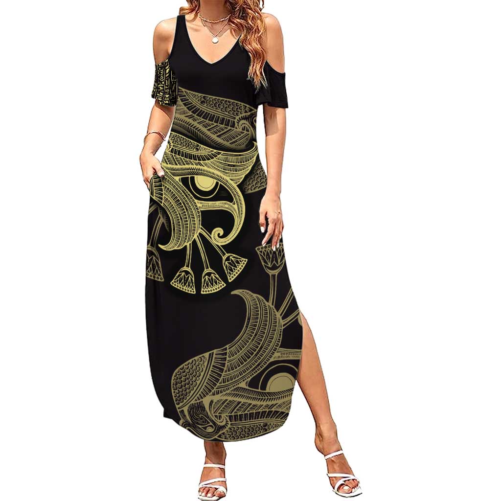 African Summer Maxi Dress Horus Eyes Egyptian God