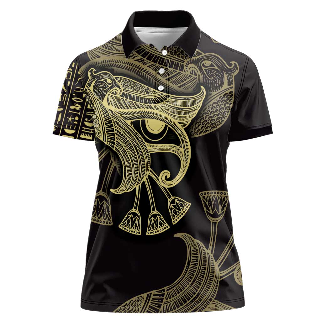 African Women Polo Shirt Horus Eyes Egyptian God