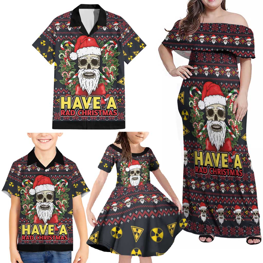 Skull Have A Rad Christmas Family Matching Off Shoulder Maxi Dress and Hawaiian Shirt Santa Skull - Wonder Print Shop