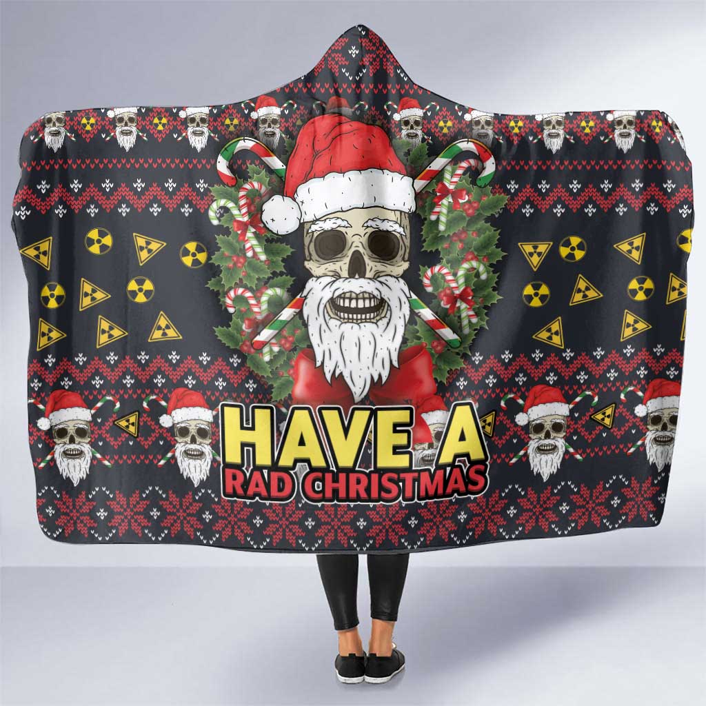 Skull Have A Rad Christmas Hooded Blanket Santa Skull