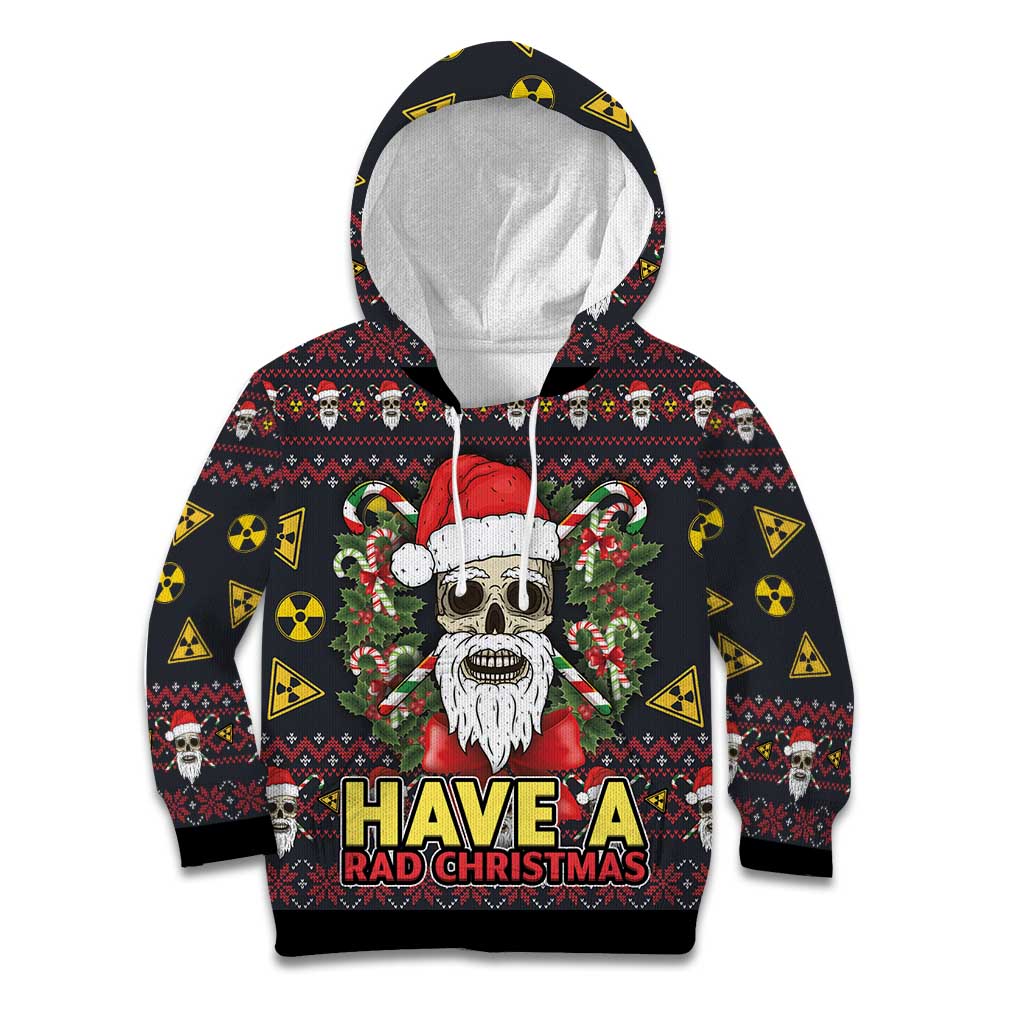 Skull Have A Rad Christmas Kid Hoodie Santa Skull - Wonder Print Shop