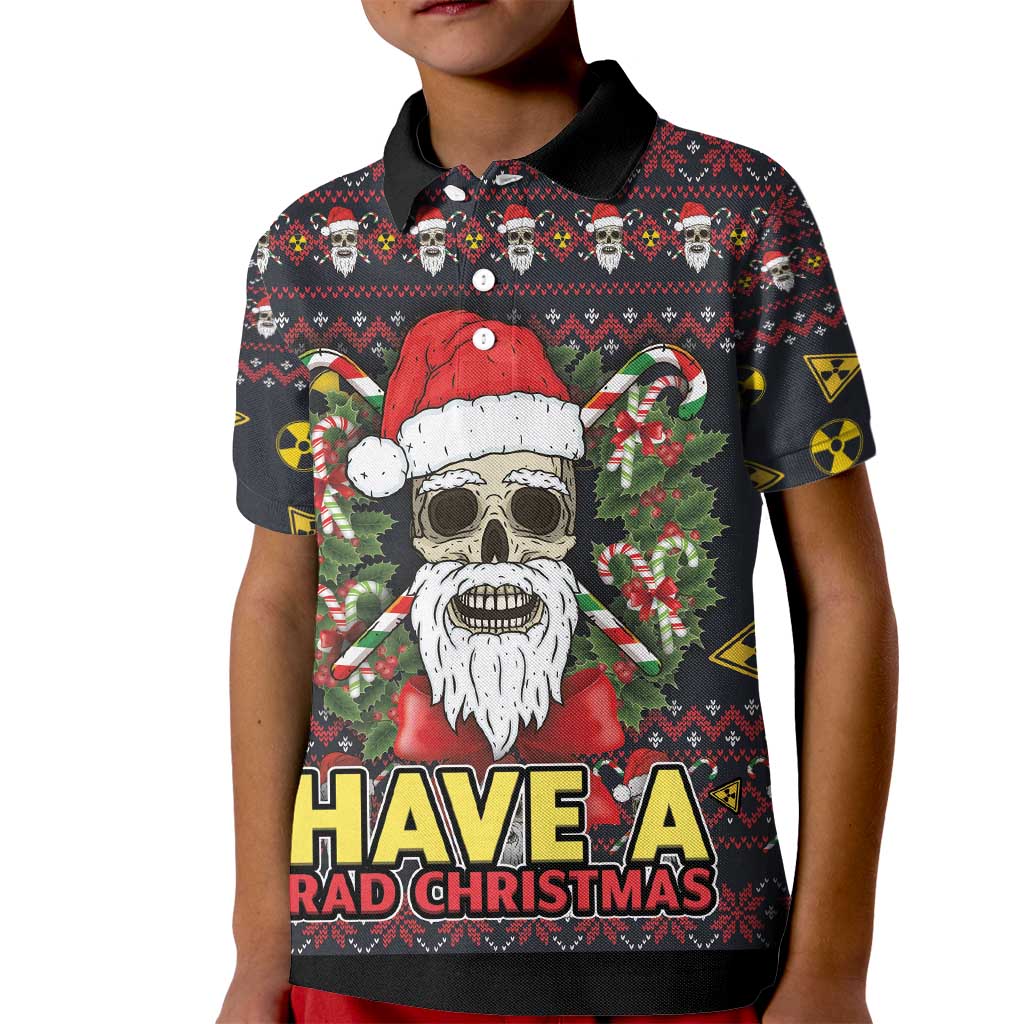 Skull Have A Rad Christmas Kid Polo Shirt Santa Skull - Wonder Print Shop