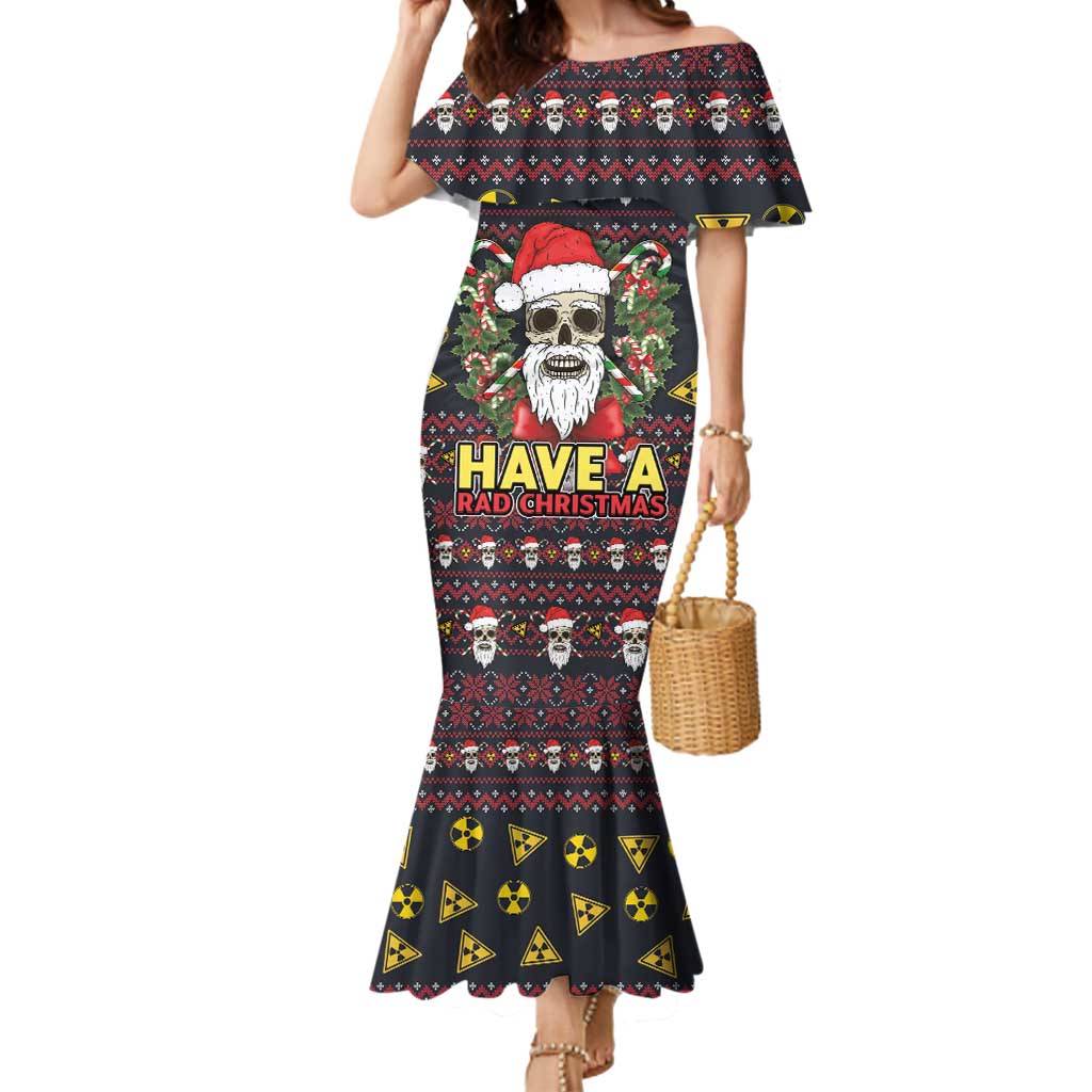 Skull Have A Rad Christmas Mermaid Dress Santa Skull - Wonder Print Shop