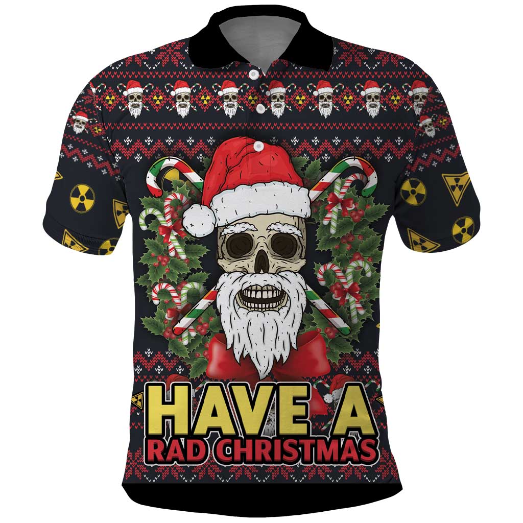 Skull Have A Rad Christmas Polo Shirt Santa Skull